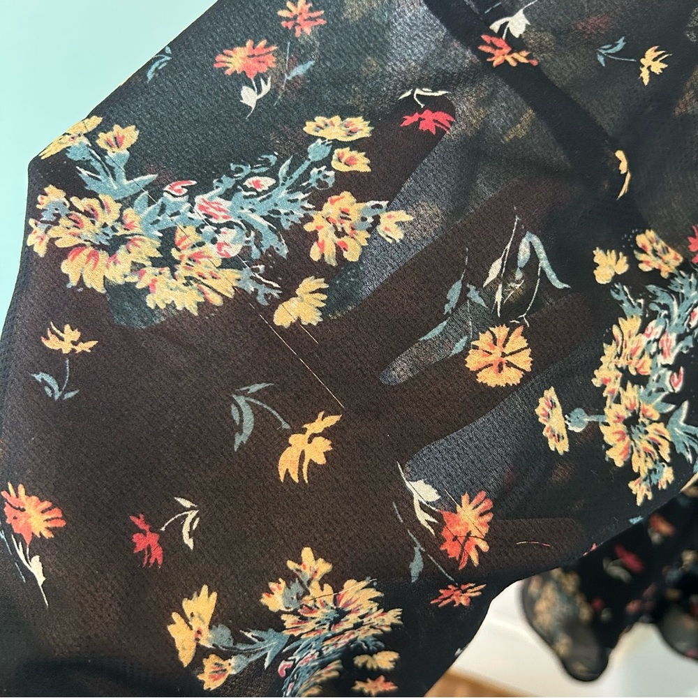 Free People Lilou Floral Bell Sleeve Mini Dress | Size L - Picture 8 of 15